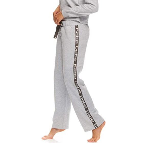 BEBE Sport Plus Size Logo Stripe Gray Sweatpants - Picture 1 of 9